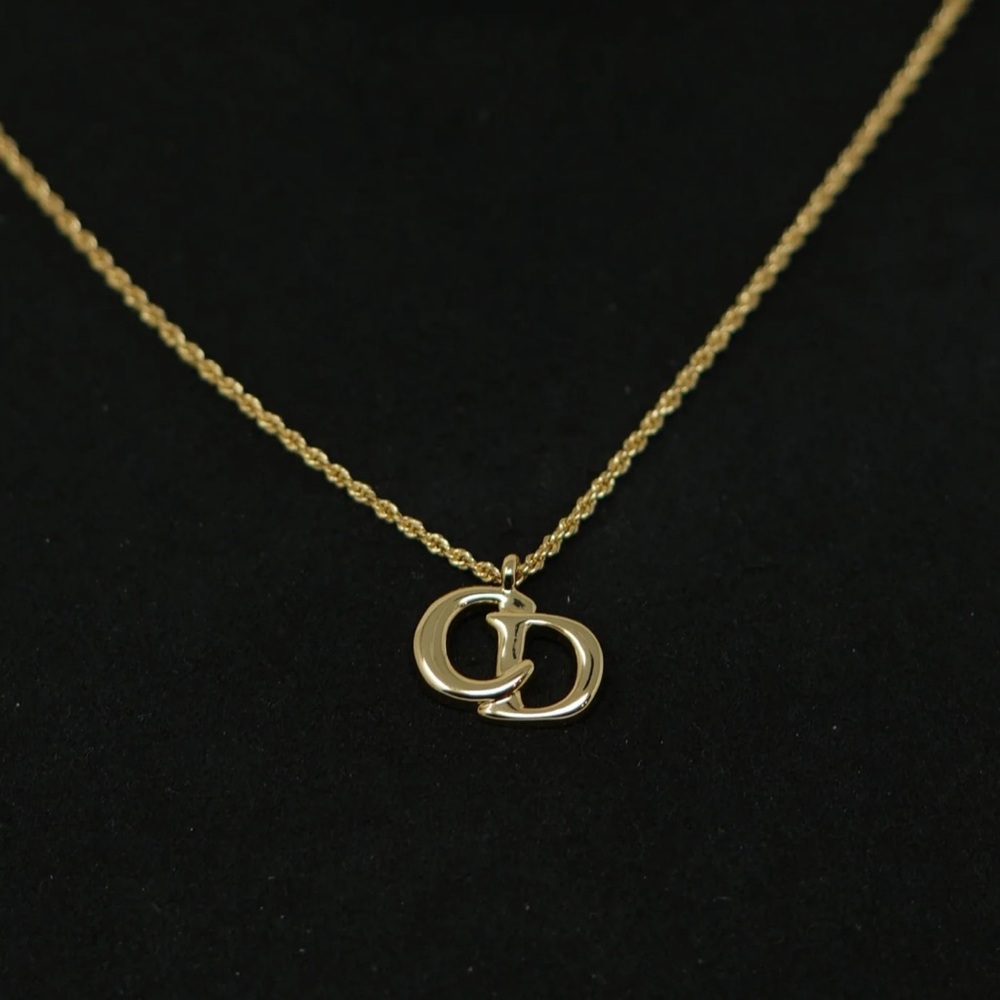 Dior Vintage Gold-Tone Interlocking CD Necklace